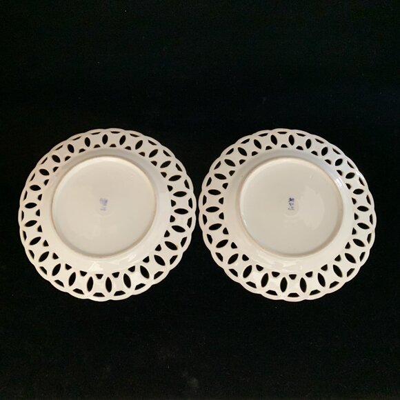 2 Antique Carl Tielsch Reticulated Porcelain Plates Altwasser Silesia 8.5" - Picture 6 of 10